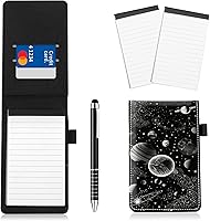 Vista 15 de Juego de 4 soportes para bloc de notas de tamaño de bolsillo, de piel sintética, mini bloc de notas con 2 bloc de notas pequeños y lápiz capacitivo