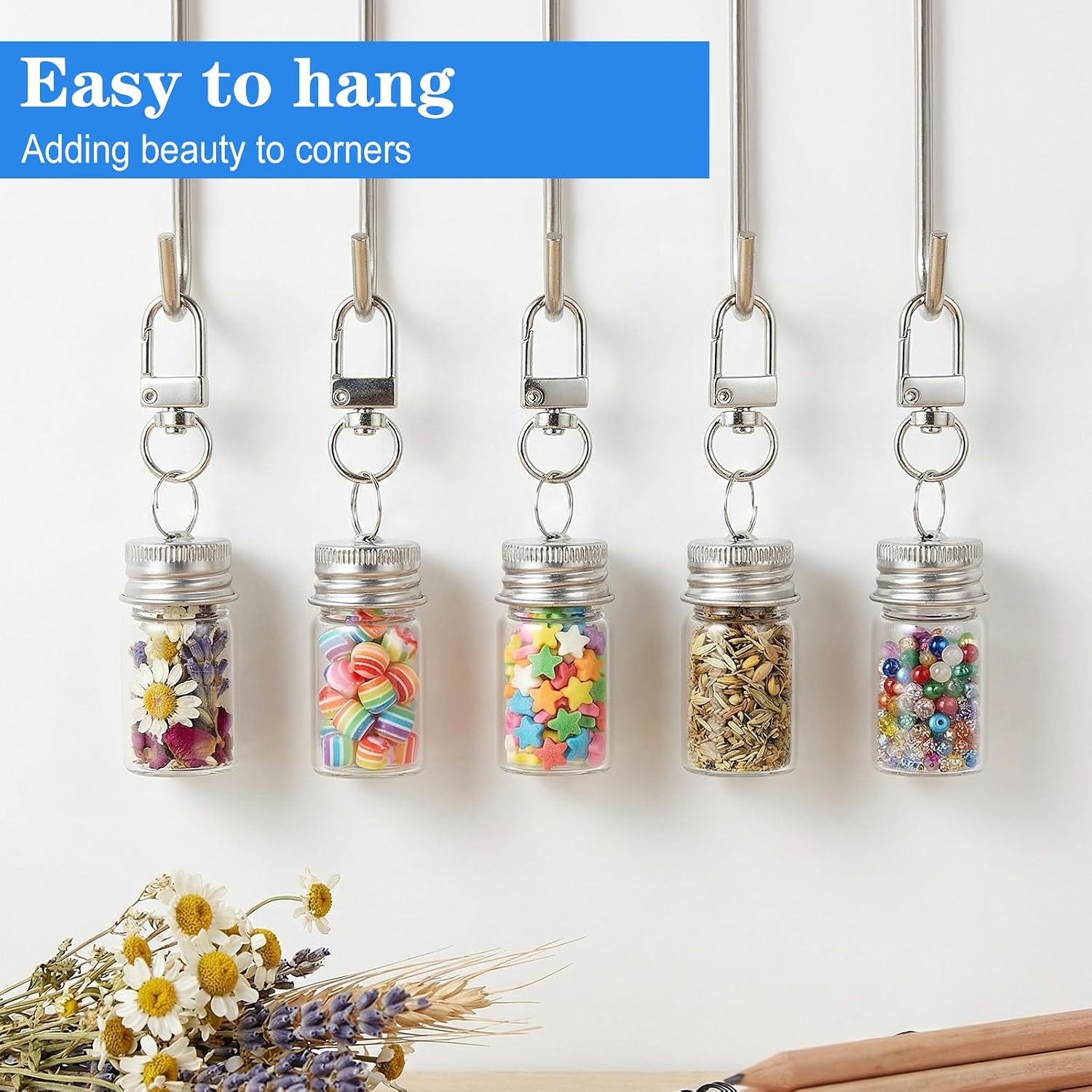 36 Pcs 7ml Mini Glass Bottle Keychain Bulk, Tiny Wishing Jars with Aluminum Screw Lid & Iron Key Ring, Small Clear Sample Vials Containers for DIY Wedding Favors, Home Crafts, Travel Essentials