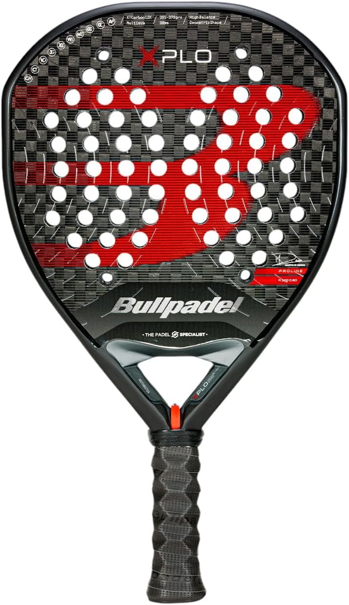 BULLPADEL Padel Racket XPLO Martín Di Nenno | Professional Geometric Pala Padel | XtendCarbon 12K & MultiEva Core | Geoshape Power & Air Power Wave System Flexibility & Smart Holes Rigidity