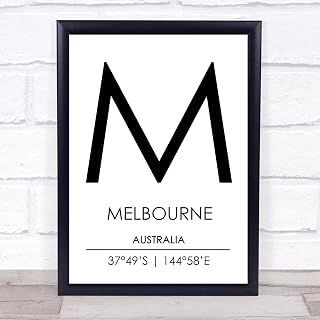 Melbourne Australia Coordinates World City Travel Quote Wall Art Print
