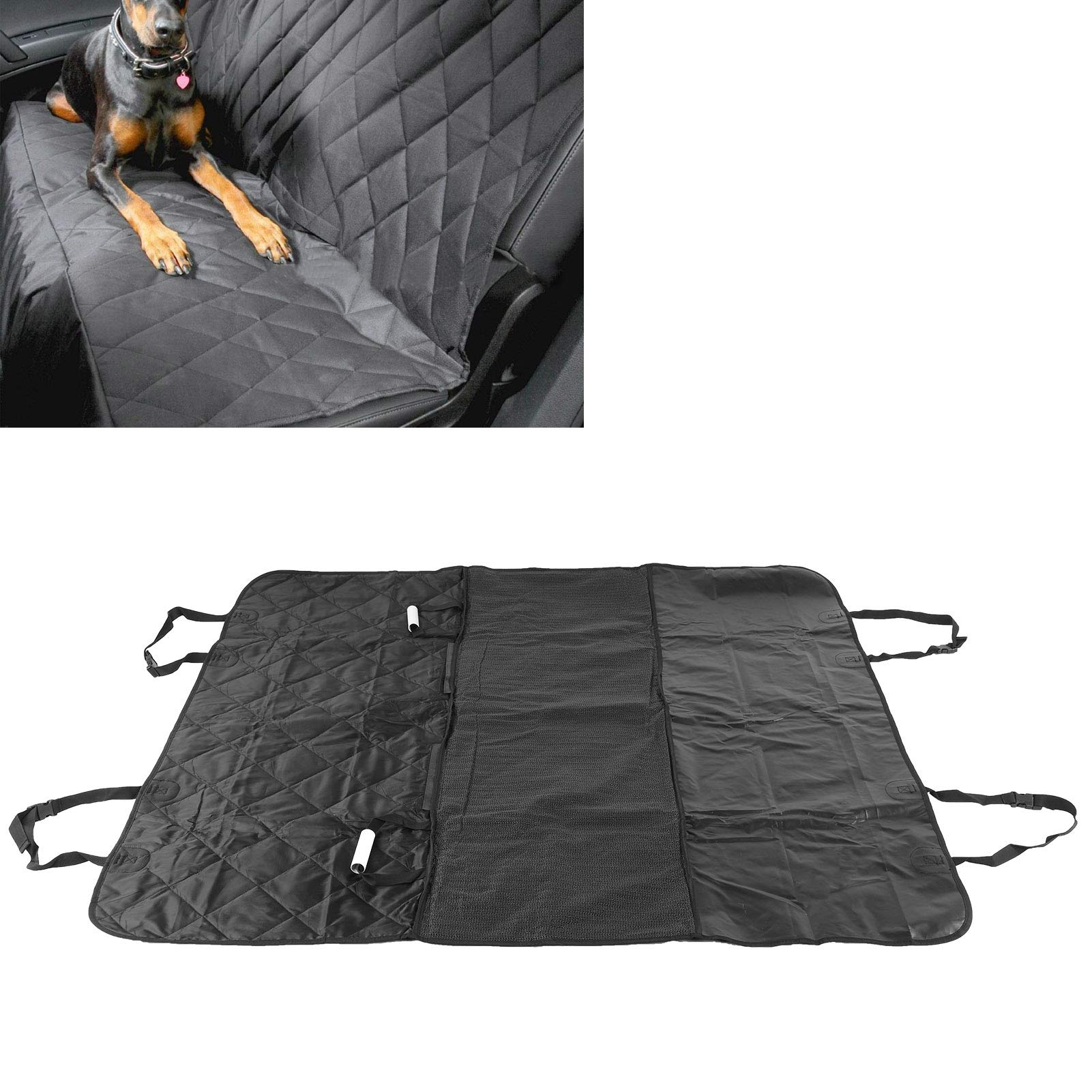 Haustier-Automatte, Hunde-Fracht-SUV-Auskleidung, robuster Haustier-Autositzbezug, Hundehängematte, Reisen, Camping, Oxford-Stoff, schwarz, 137 x 147 cm