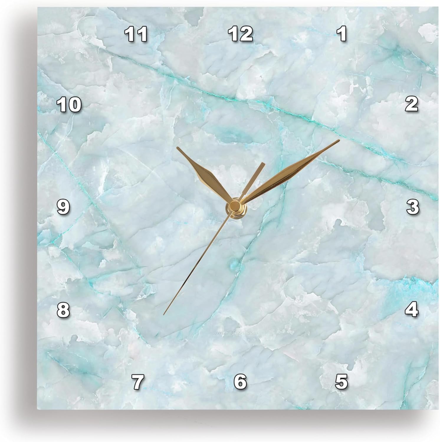 3dRose Image of Trendy Luxury Aqua Teal Quartz and Gray Gemstone Agate Geode Wall Clock, 13 x 13