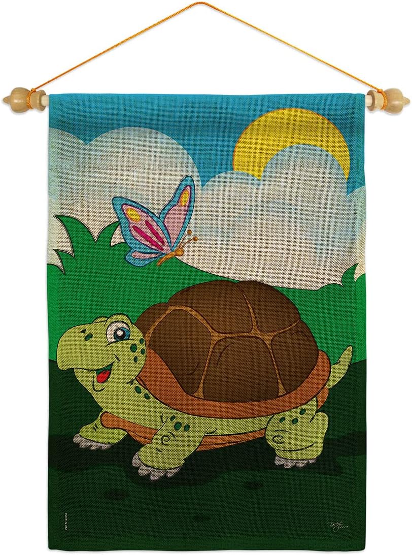 Turtle Burlap Garden Flag Animals Critter Bee Ladybug Animal Pet Nature Creature Small Decorative Gift Yard House Banner Double-Sided Made In USA 13 X 18.5