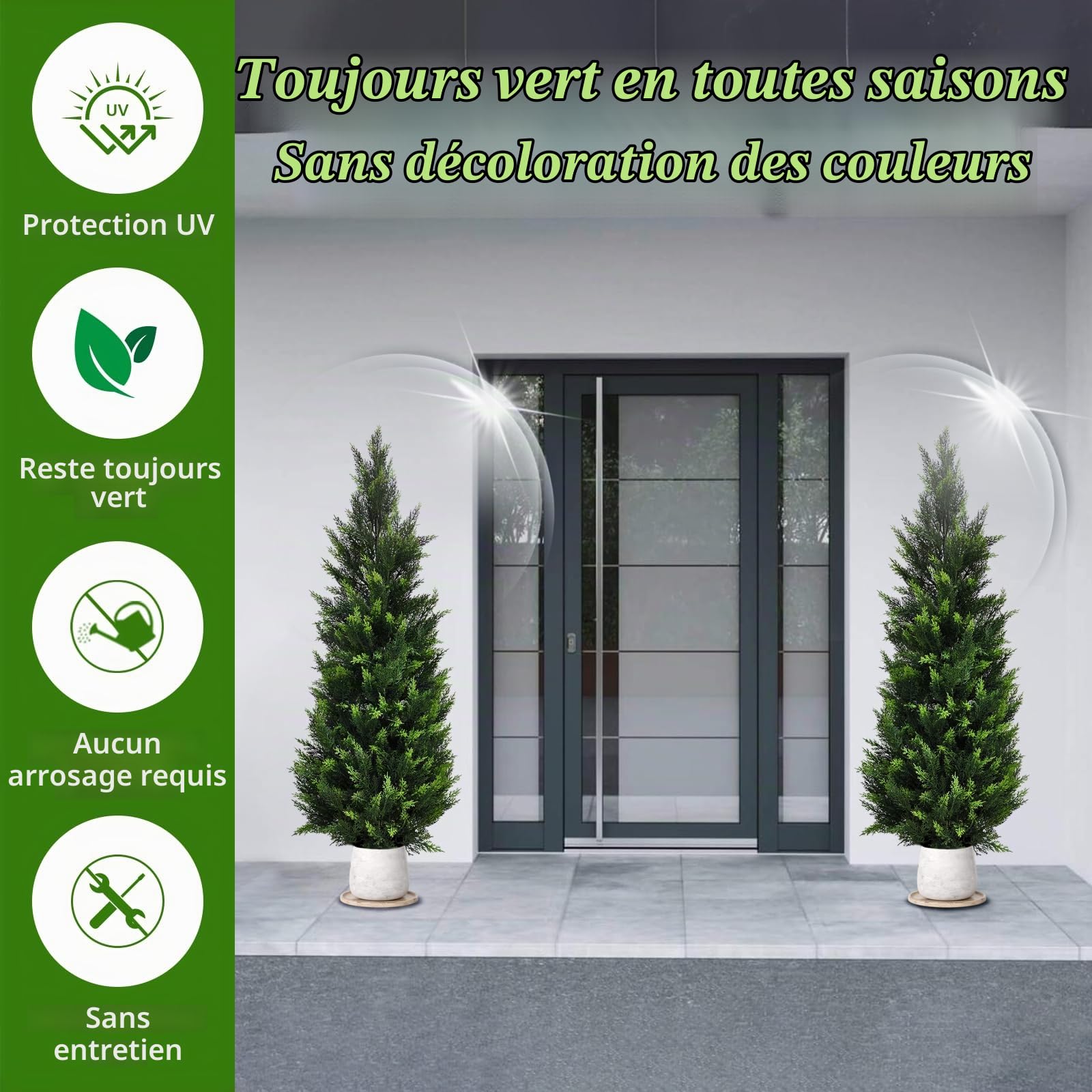 Arbre Topiaire Artificiel Cèdre Lot de 2, 120cm Arbre Cèdre Artificielle, 4FT Fausses Plantes Faux Arbustes Plante Artificielle pour Déco Intérieur Extérieur