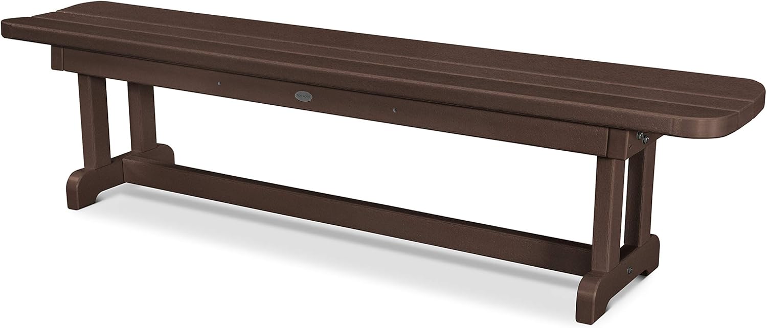 POLYWOOD Park 72" Harvester Backless Bench, Black - Modern Outdoor Garden Bench - Heavy-Duty HDPE Patio Seating - 6-Foot Long Bench for Deck, Porch & Backyard