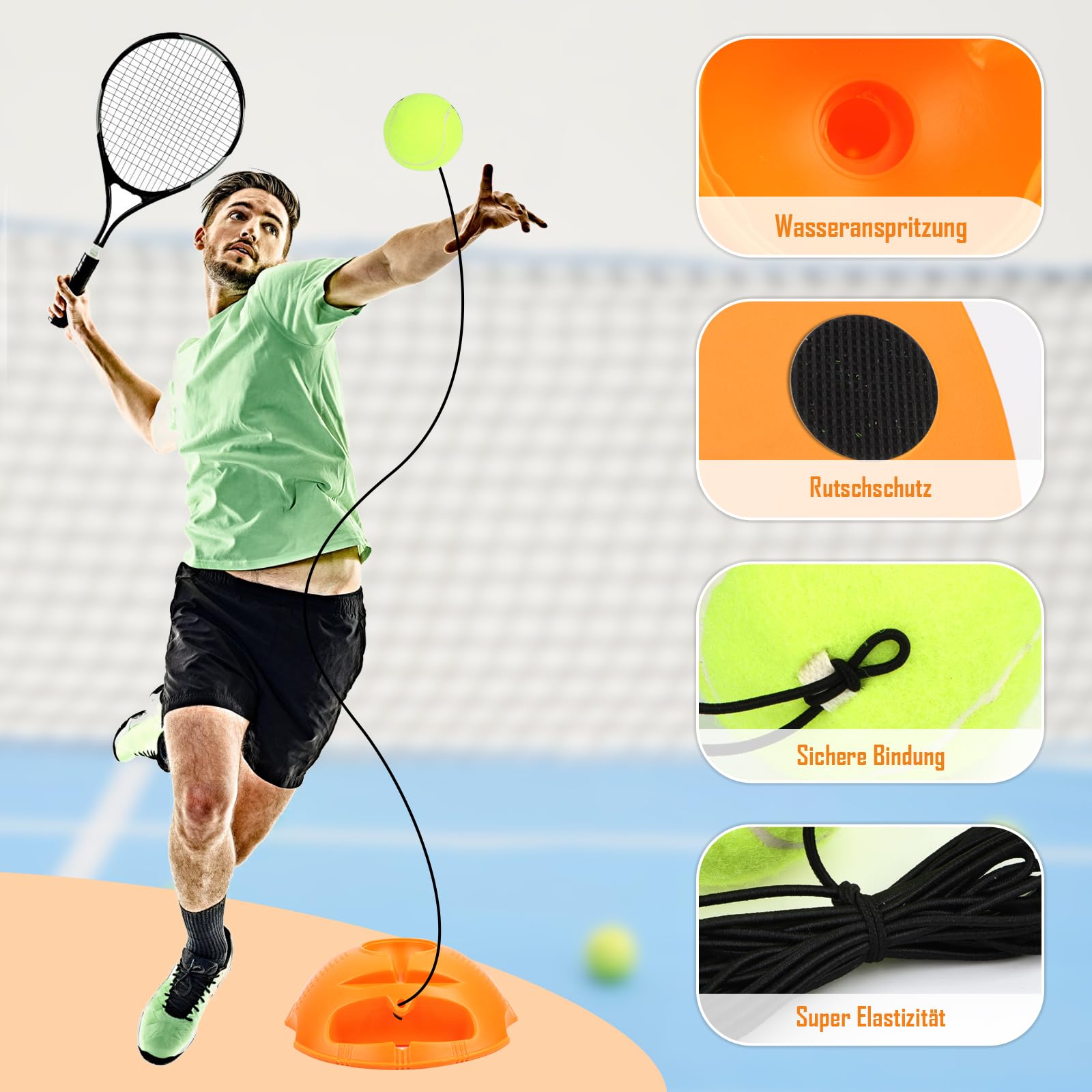 Entrenador de tenis autoguiado con 3 pelotas de rebote y cuerda para principiantes, niños y adultos
