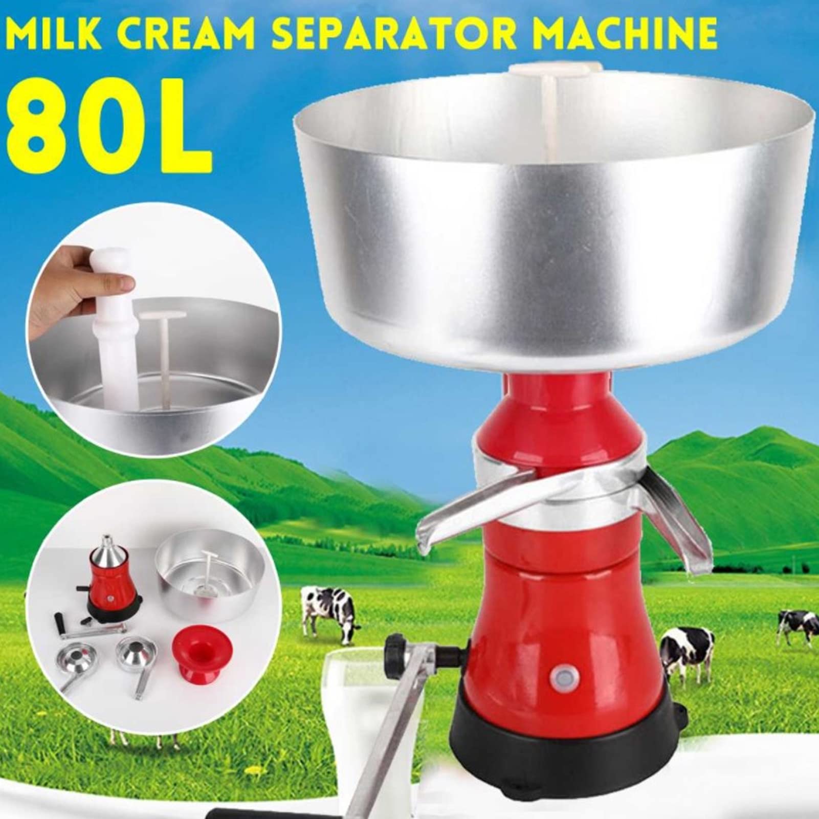 80L Milchabscheider, Mini-Milchzentrifuge, Entfettungsmaschine, manueller Abscheider für Milchcreme