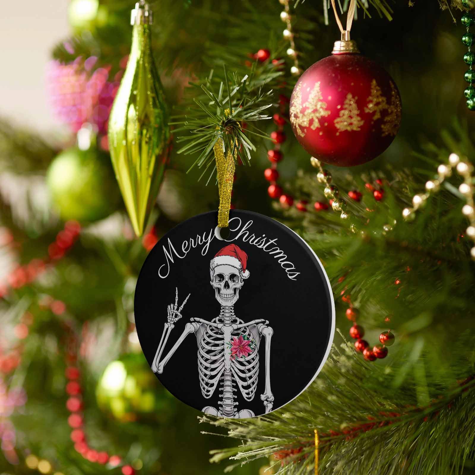 Amazon.com: Merry Christmas Skull Ornaments - Set of 1 | Red