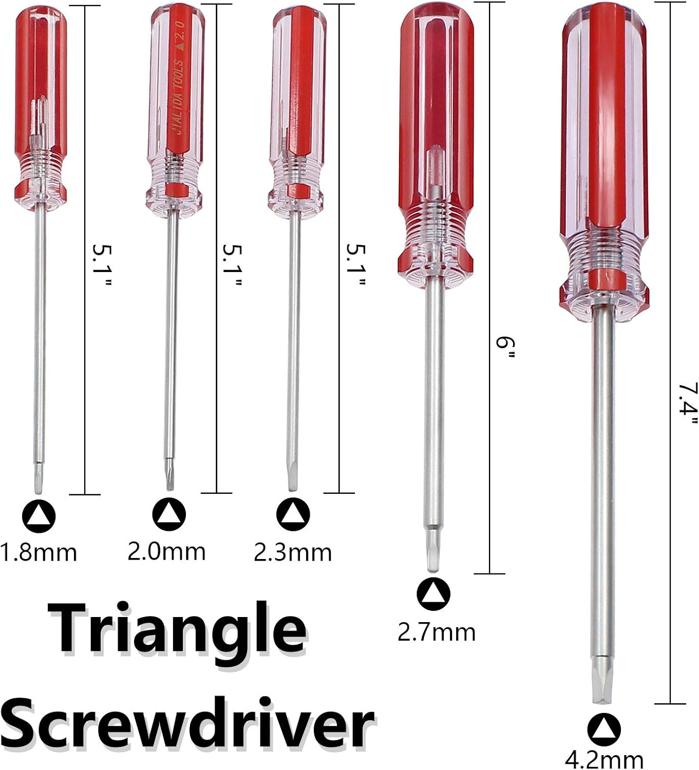 5Pcs Triangle Head Screwdriver Set Magnetic Screwdriver 1.8mm, 2.0mm, 2.3mm, 2.7mm, 4.2mm, Triangle Screws Driver Tool for Toy Repair & Battery Replacement