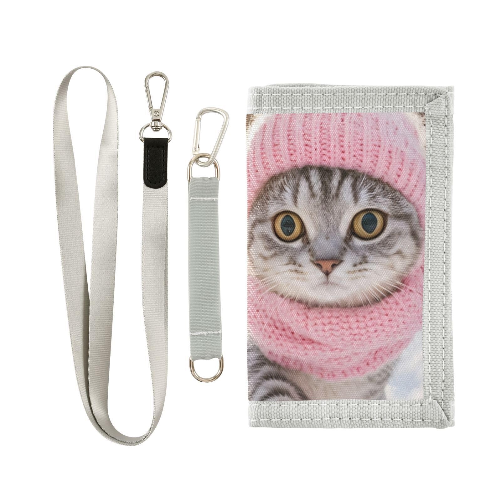 FOLIOSA Kids Wallet for Boys Girls Snow Field Cat Print Youth Wallet with Zipper Pocket Card Holders, Novelty Wallet 4.9×2.9 in