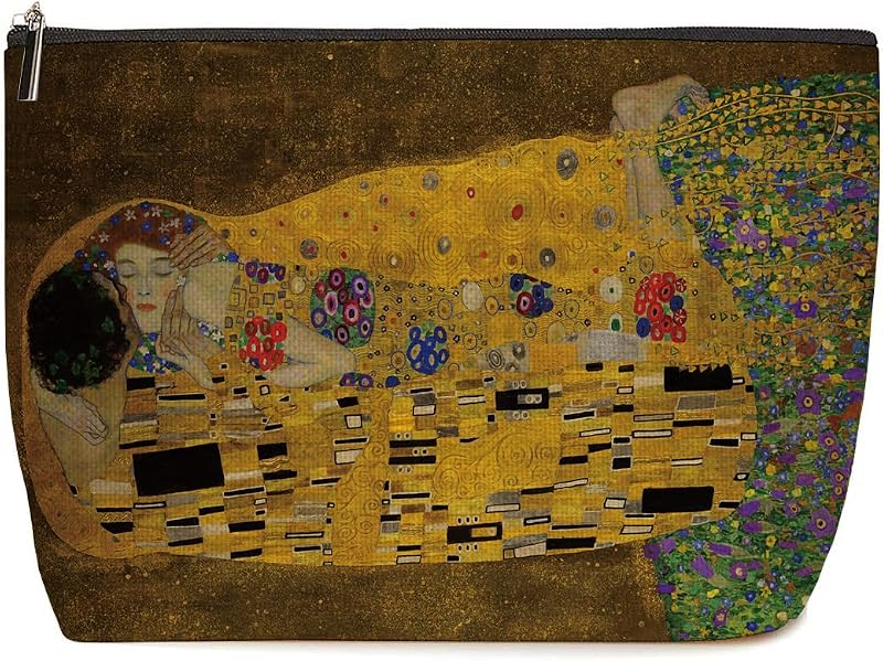 Necessaire de maquiagem Lovdazzles com estampa dourada, fechamento por zíper, Multicolor 1874