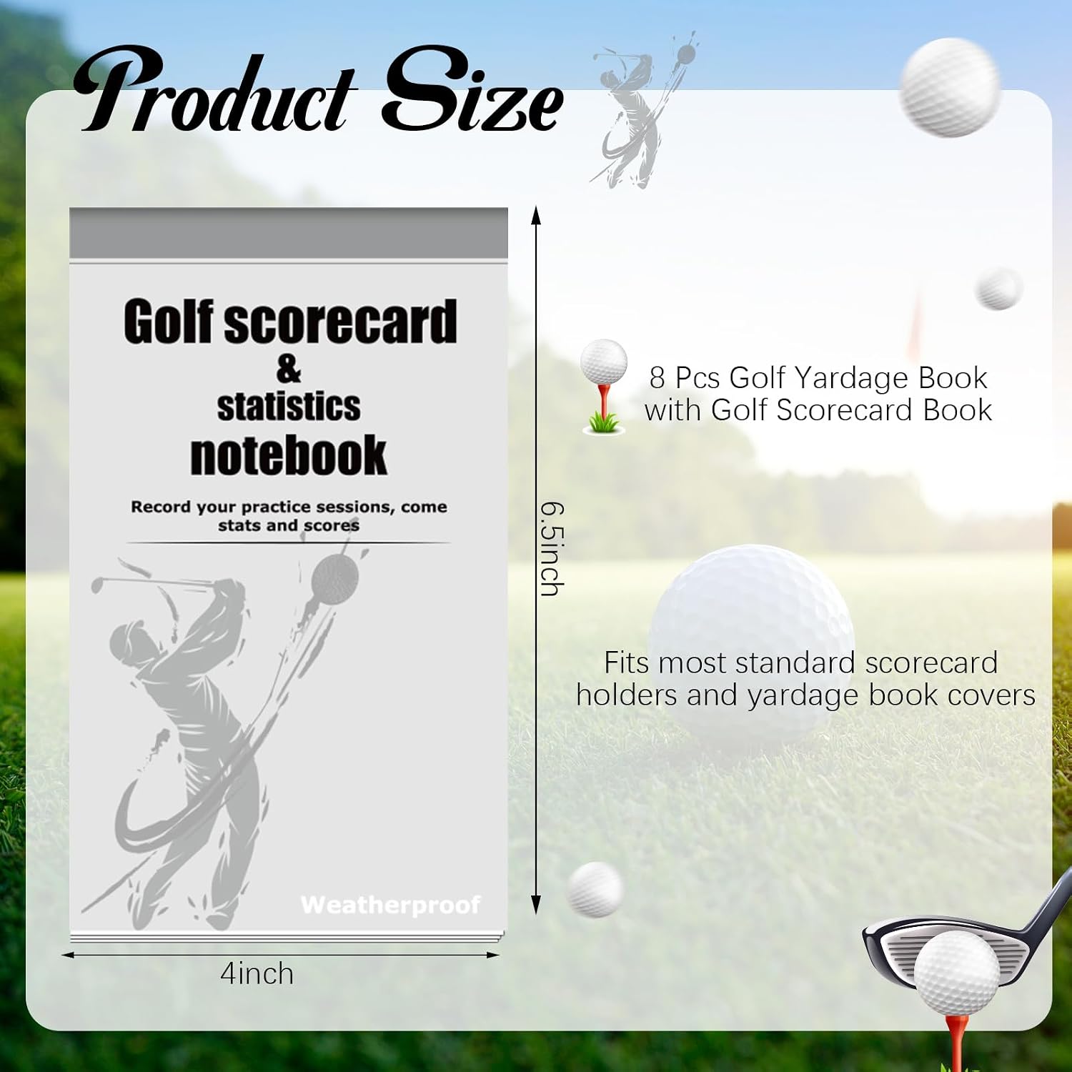 Glenmal 8 Pcs Golf Yardage Book with Golf Scorecard Book Notebook Pocket Size, Journal, Log Book, Score Book, Notepad for Golfers Men Women Golfing Game Scorebook Supplies