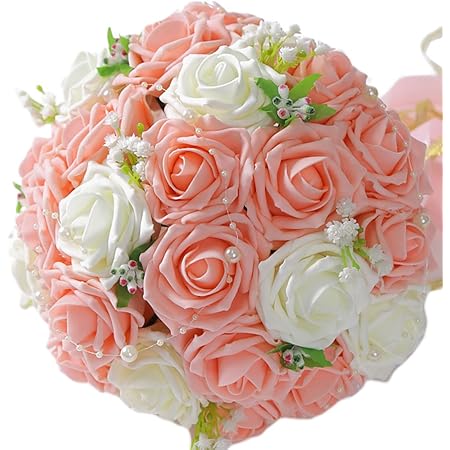 Amazon F Grip ウェディング ブーケ アートフラワー バラ プレゼント ホワイト ピンク 造花 オンライン通販