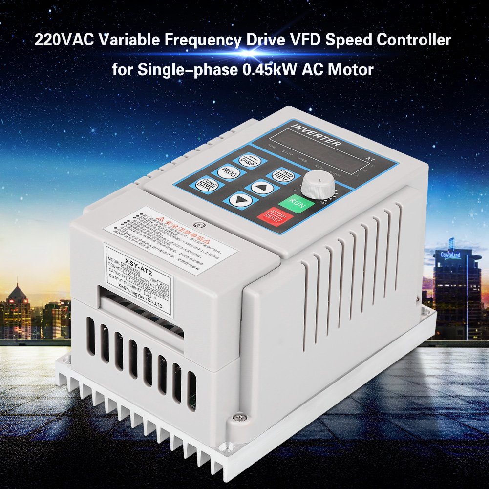 Walfront Variador de Frecuencia VFD de 0.45 kW Inversor Variable de Controlador de Velocidad para el 220 V AC Motor