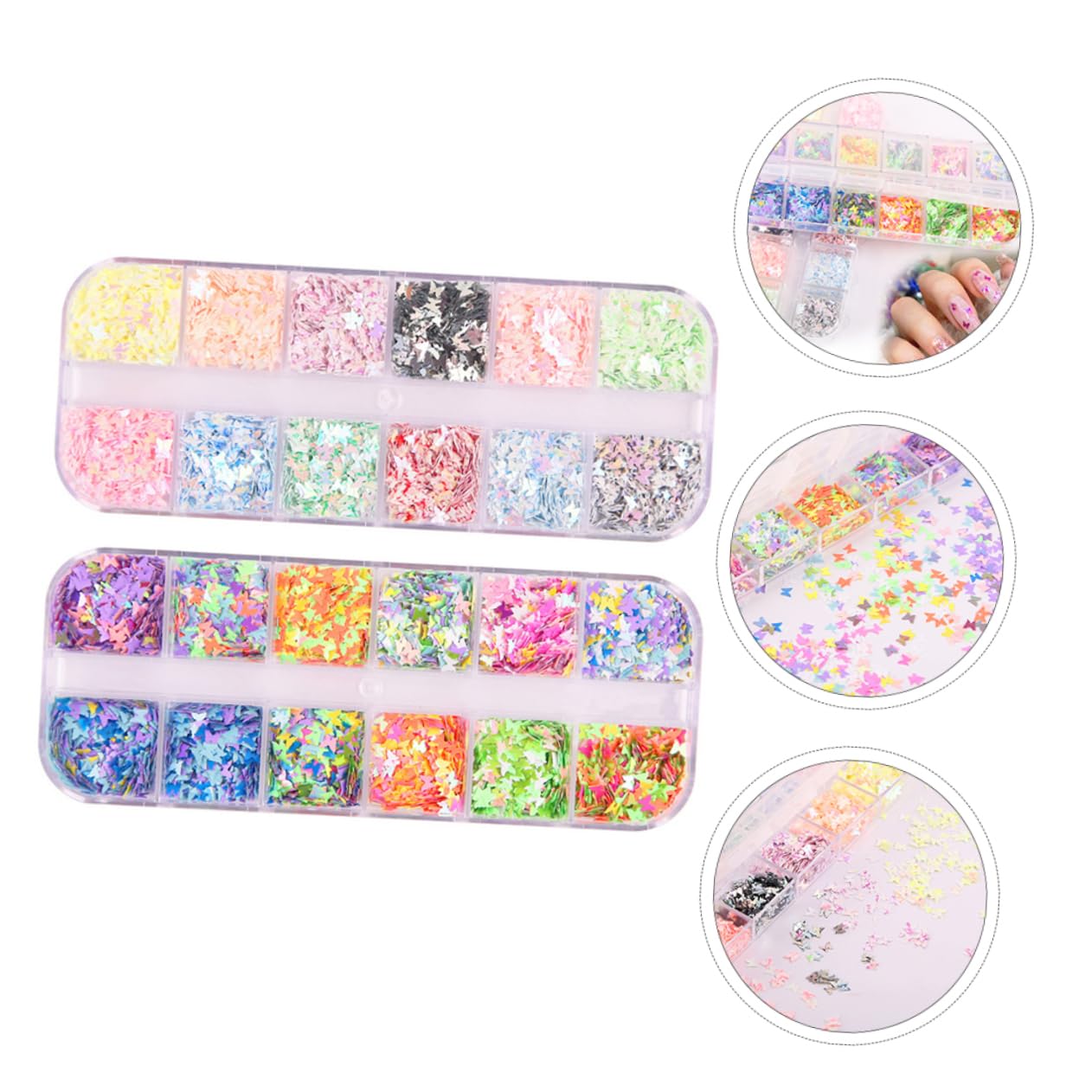 Mikinona Nail Art Glitter Sequins 2 Boxes DIY Manicure Glitter Nail Decor Sequins Safe for Skin