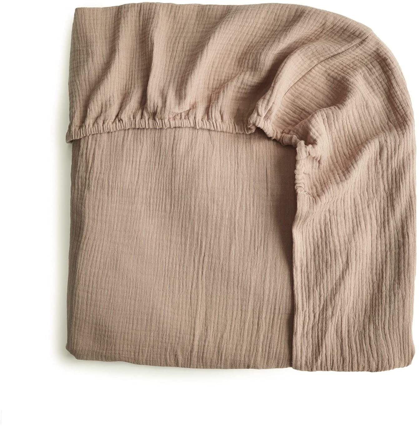 Mushie Fitted Crib Sheet | 60x20x120 | Extra Soft Muslin | Breathable 100% Organic Cotton | Elastic Corners | Pre-washed | Natural - Medium