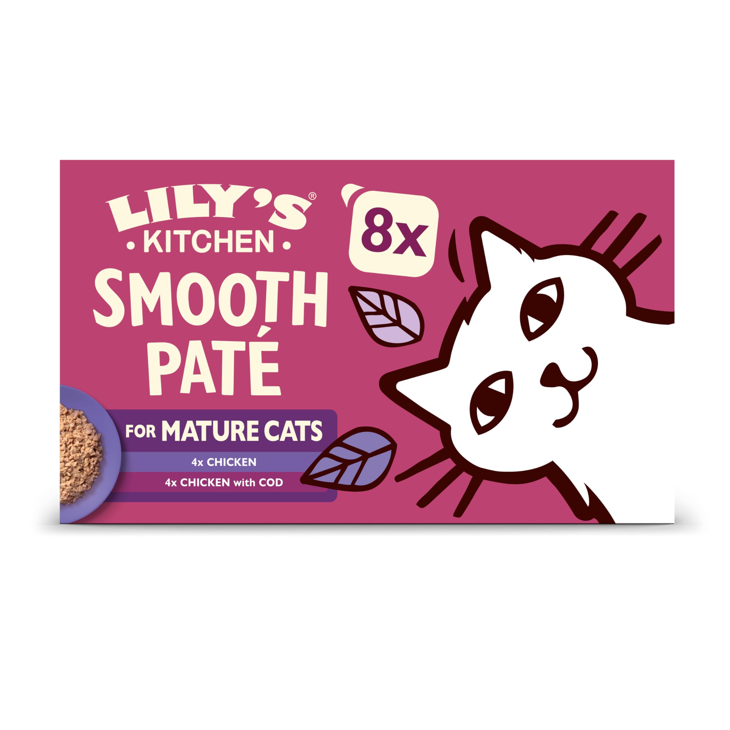 Lily’s Kitchen Smooth Paté, Wholesome, Nutritionally Balanced, Senior Cat Wet Food Multipack (32x85g) Trays, Tailored for Senior Cats, Grain-free Recipe, With Natural Ingredients