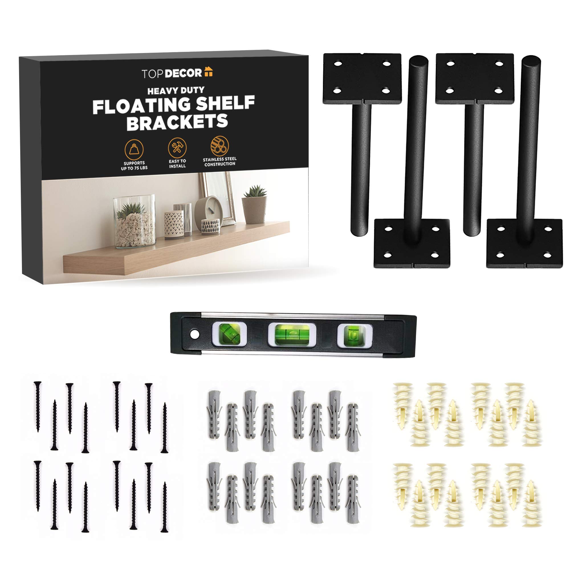 Buy Hidden Floating Shelf Brackets Set of 4, Solid Steel Blind Shelf