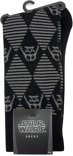 Miniatura 3 de Cufflinks Inc. Star Wars Darth Vader Argyle Stripe Calcetines de vestir negros, talla única (hasta la talla 12 de hombre), con licencia oficial de