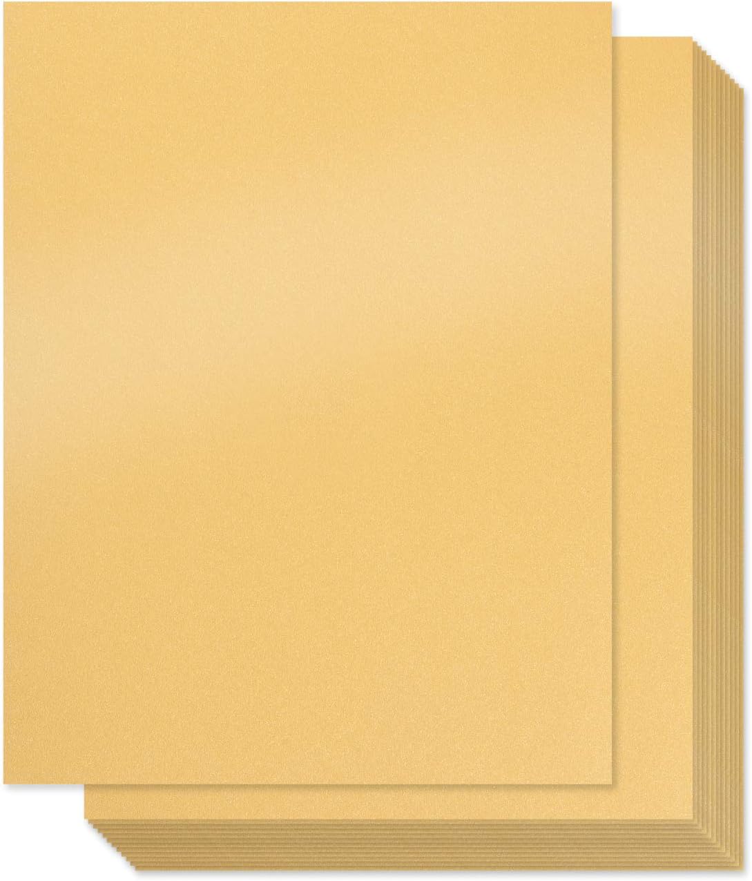 Gold Metallic Paper - 100-Pack Golden Shimmer Paper, Crafting Supplies,Ticket, Invitation, Stationery, Scrapbook Use, Printer Friendly, 80lb Text, 8.5 x 11 Inches