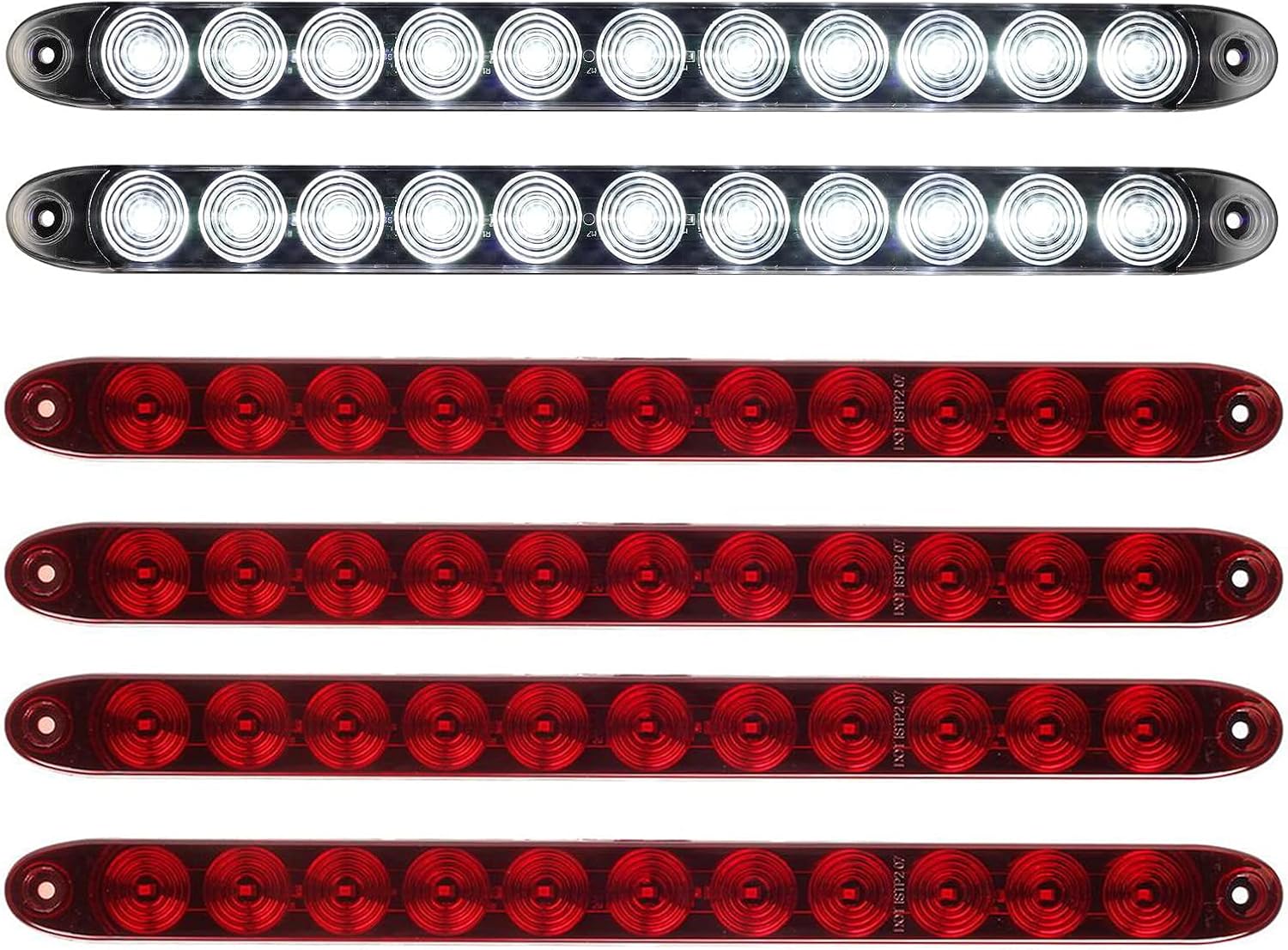 PARTSam 15 Inch 11 LED Led Trailer Lights Bar Kit, 4Pcs 15" Red Led Trailer Tail Lights Bar STT + 2Pcs 15" Led Trailer Backup Lights Bar