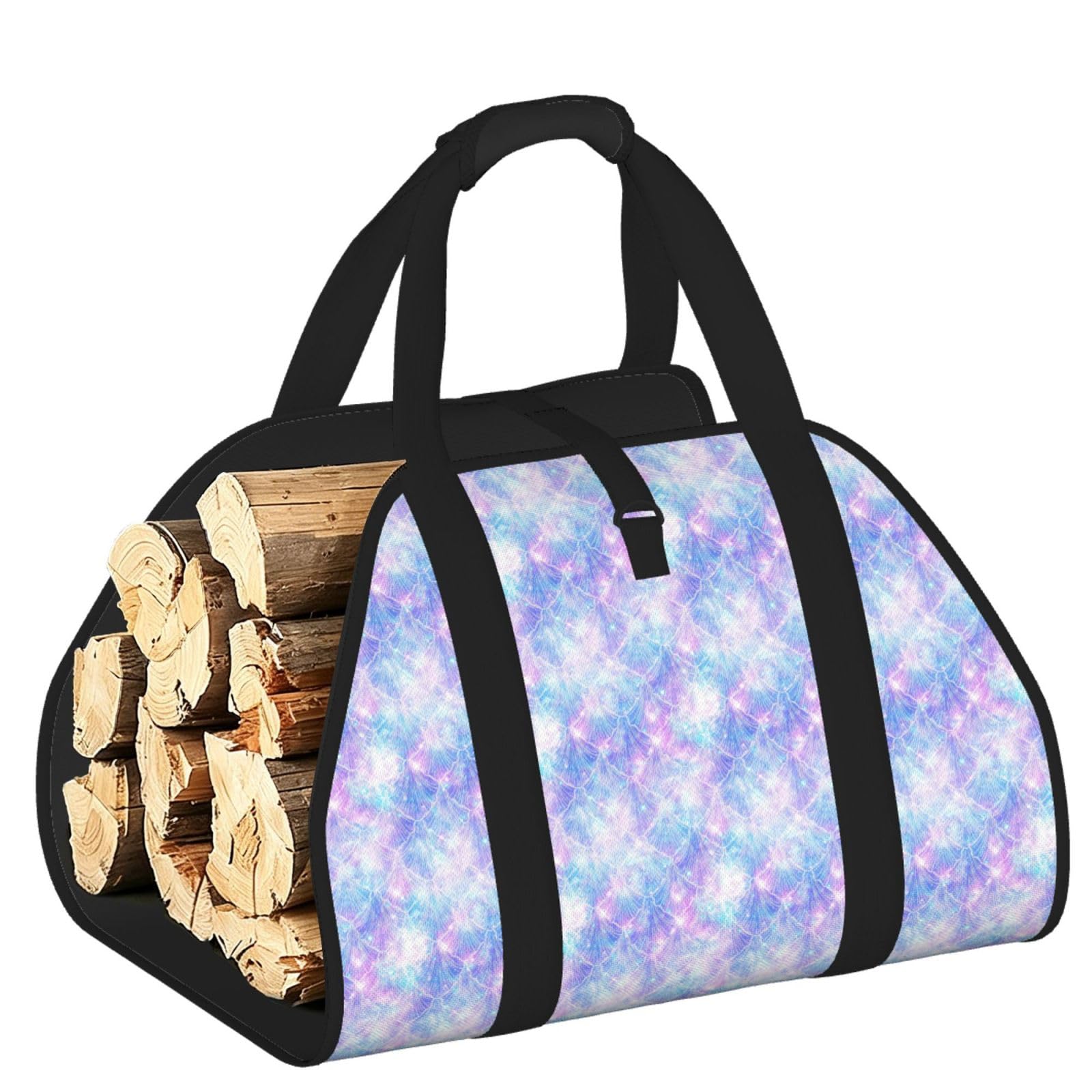 Mermaid Scale Print Firewood Bag Wood Waterproof Versatile Camping Picnic Storage Daily Home