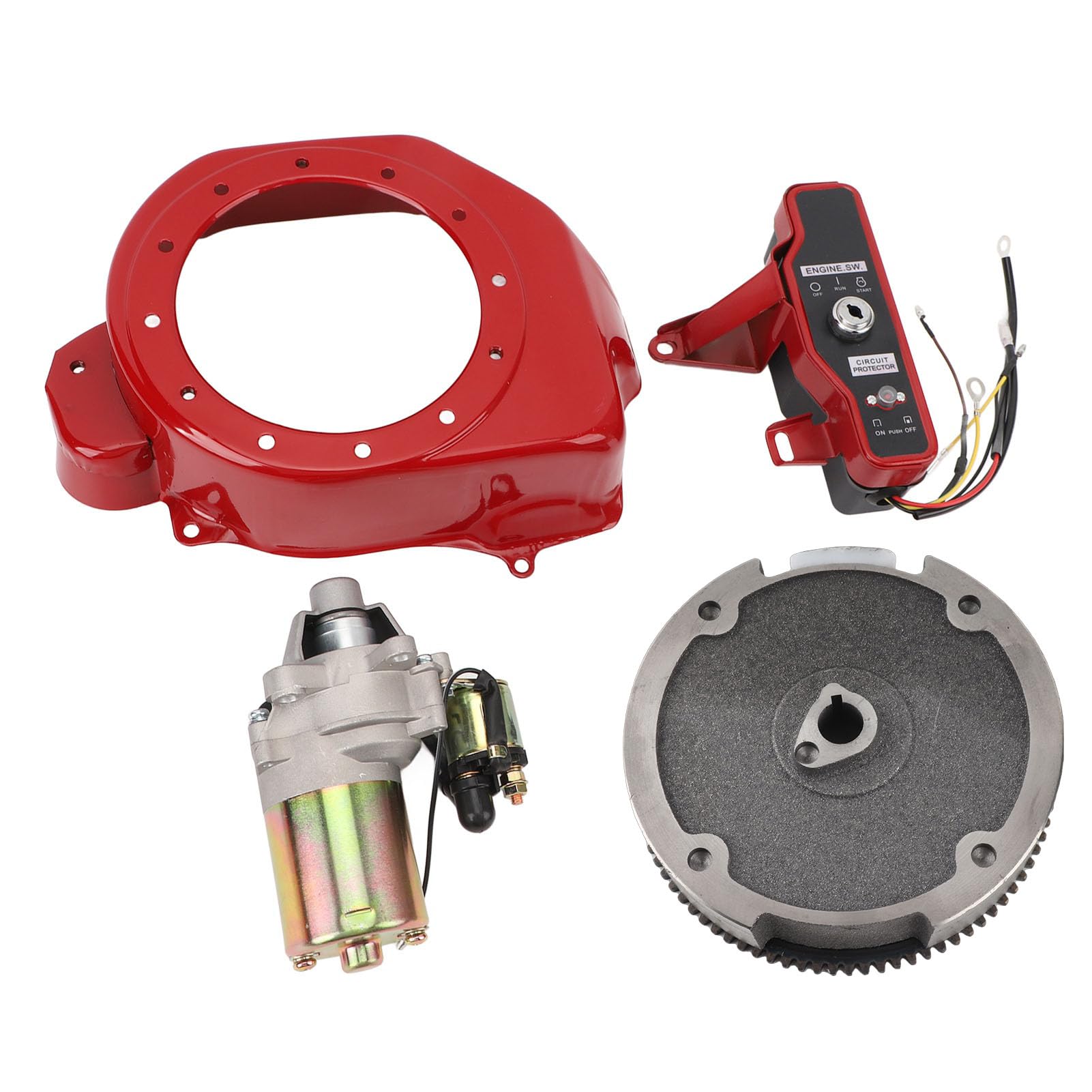 CHICIRIS Kit de Arranque Eléctrico Kit de Motor de Arranque de Metal ABS con Caja de Interruptor de Encendido Cubierta del Volante Bobina de Carga Fácil Instalación para Motores GX160 GX200