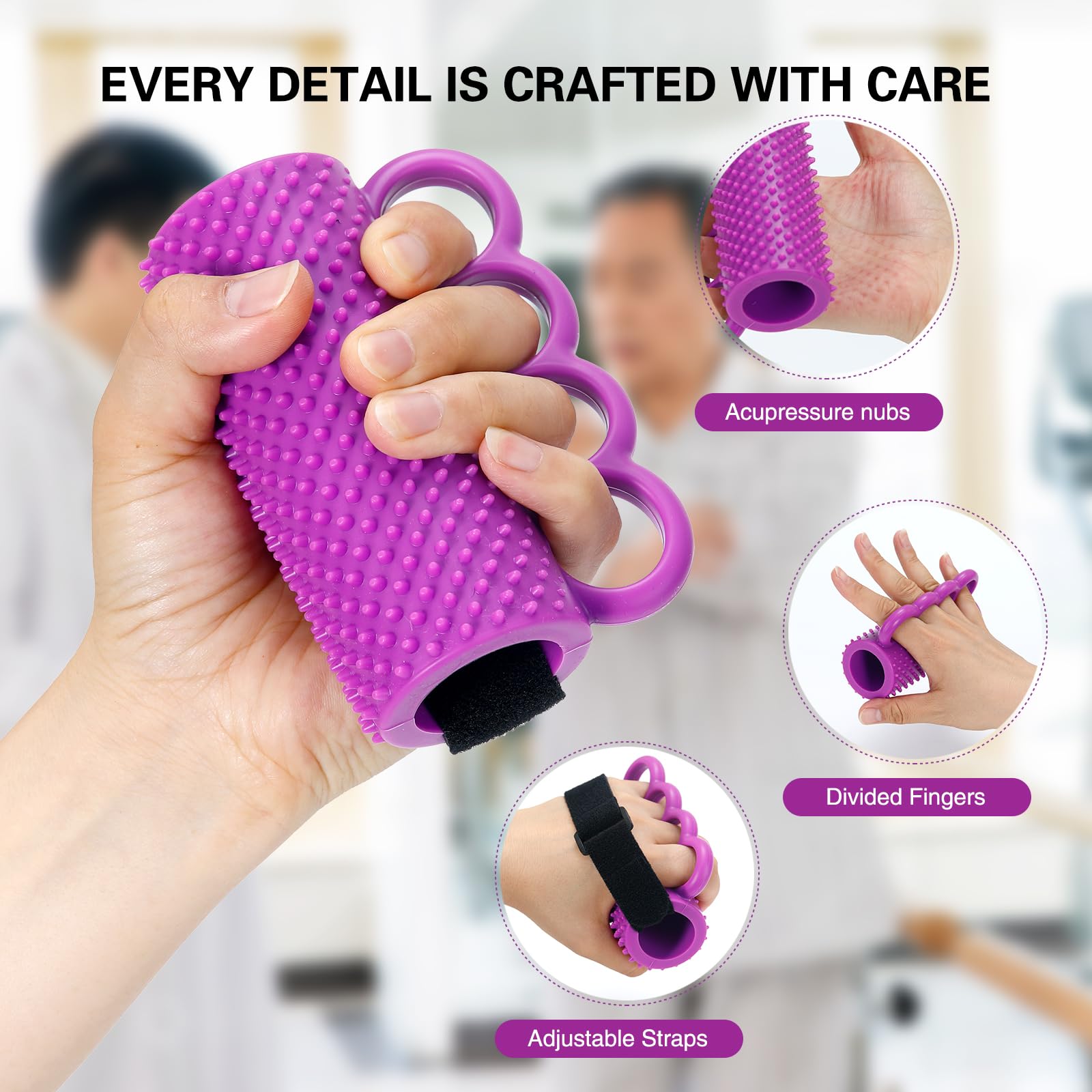 Hand Therapy Grip Ball for Hand Contracture & Stroke Arthritis Recovery - Exercise Strengthener for Weak Hands, Carpal Tunnel, Rehabilitation, Post-Surgery, Soft Squeeze Stress Relief Ball for Seniors — Amazon image 3