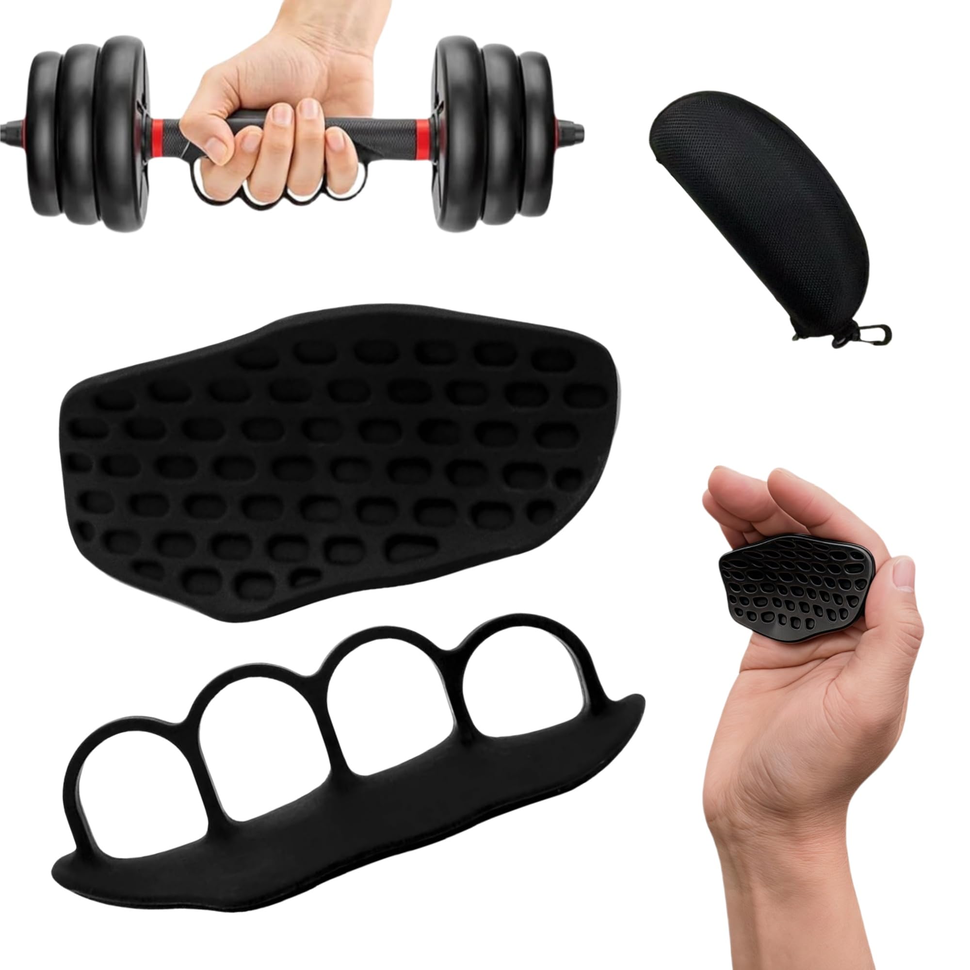 Weight Lifting Gym Grips Fingerless Workout Grips - Ergonomic Rubber Hand Protector Gloves for Weight Lifting, Pull-Ups, Gym Training and Exercise, for men and women (Black)