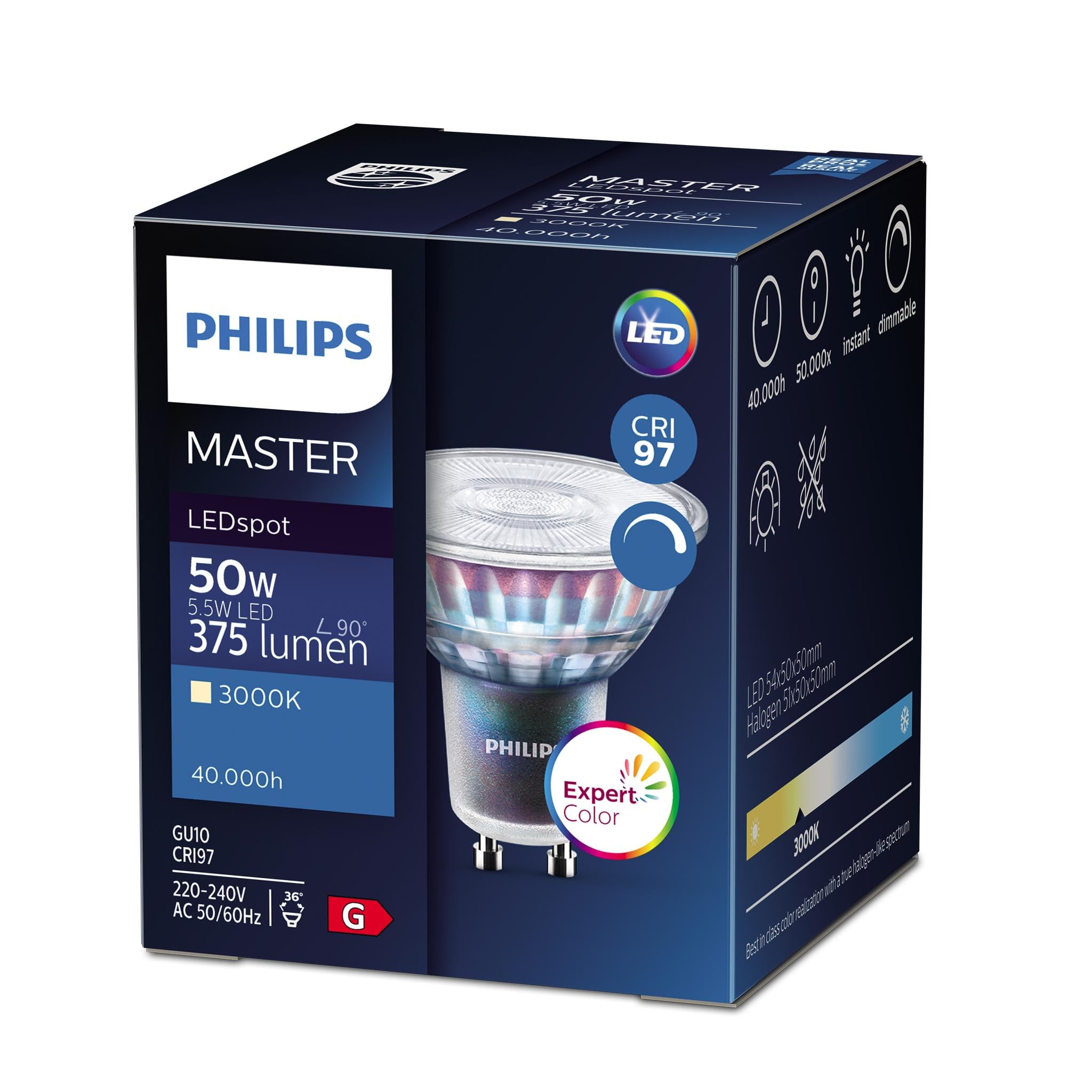 Philips Lighting Philips MAS GU10 LED Bulbs 3.7 W(35W), 3000K, White, PAR 16 shape