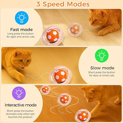 Miniatura 2 de VIWIK Juguetes para gatos adultos aburridos de interior, juguete de bola de gatito activado por movimiento automático interactivado, juego de