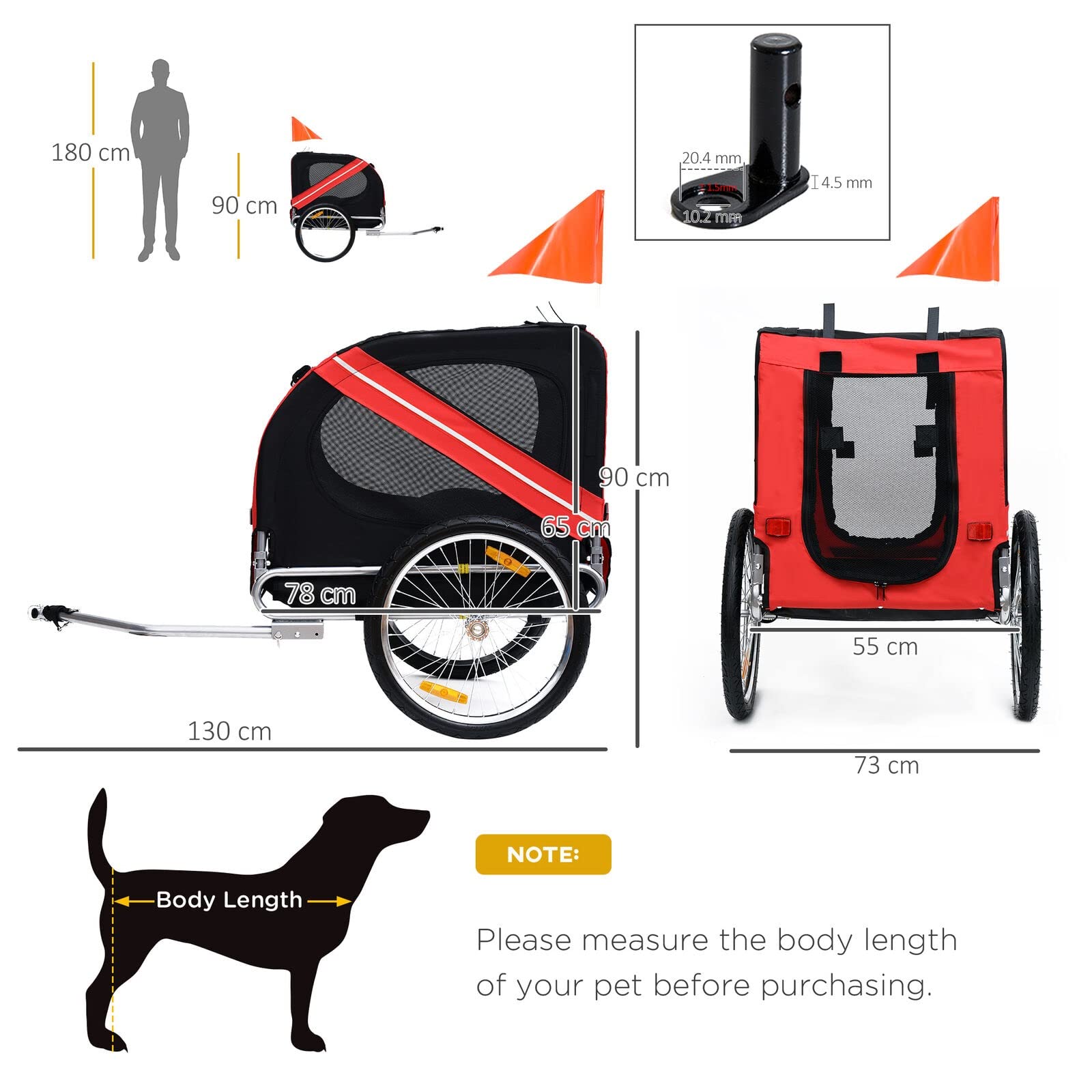 FAXIOAWA Passeggino da Jogging per rimorchio per Bicicletta per Cani con Telaio in Acciaio per Bici per Animali Domestici con/Pieghevole