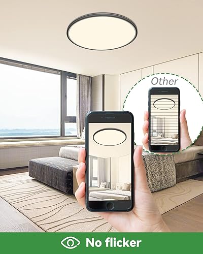 Miniatura 5 de Paquete de 1 lámpara de techo LED de montaje empotrado, color negro, 15.8 pulgadas, 36 vatios, regulable y 3000K-4500K-6000K, lámpara de techo de 3