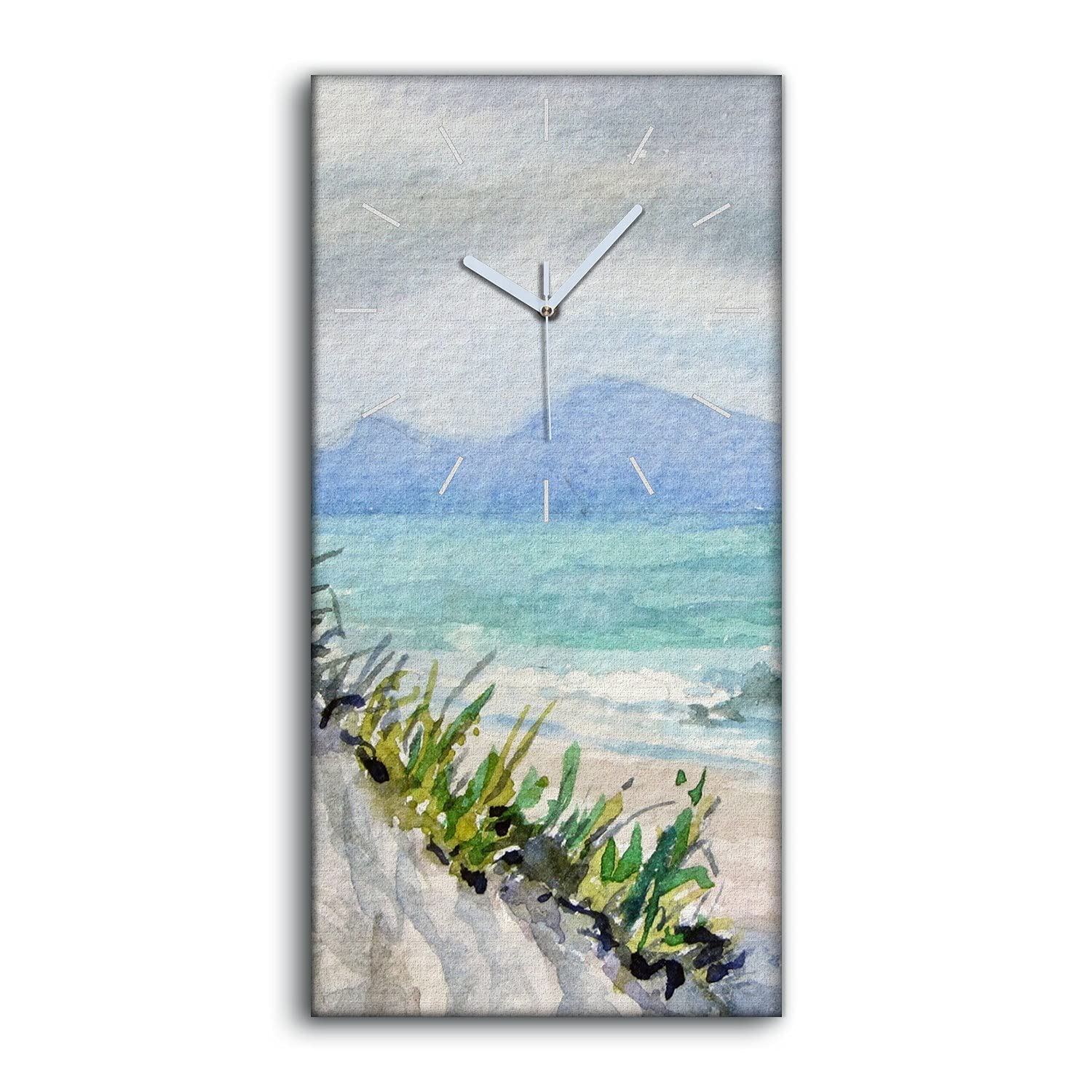 Horloge sur Toile Plage 30x60cm pour Salon Nature et Silence sans Tic-Tac