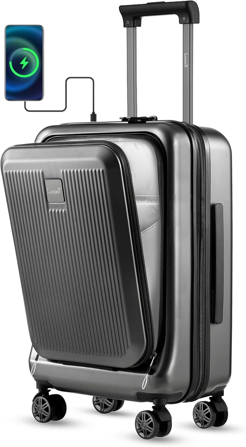 LUGGEX Carry on Luggage 22x14x9 Airline Approved, PC Hard