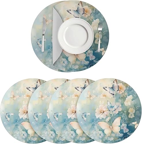 Miniatura 19 de Juego de 6 manteles individuales redondos resistentes al calor de mármol dorado de 15 pulgadas para decoración de mesa de comedor resistente al