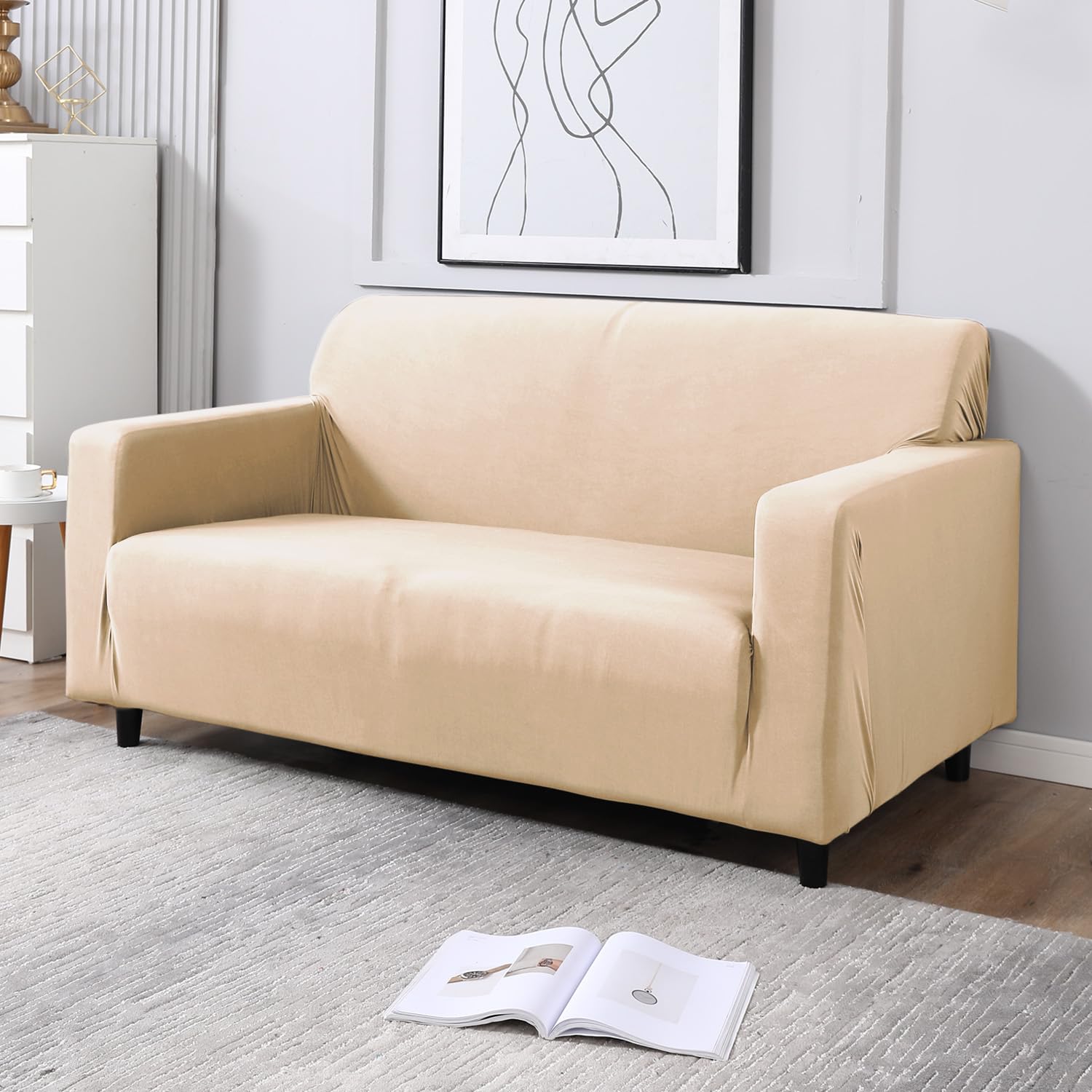 HOKIPO Elastic Stretchable Double Seater Sofa Cover, Beige (AR-4278-E23) (B0C8P17GN5) Amazon Price History, Amazon Price Tracker