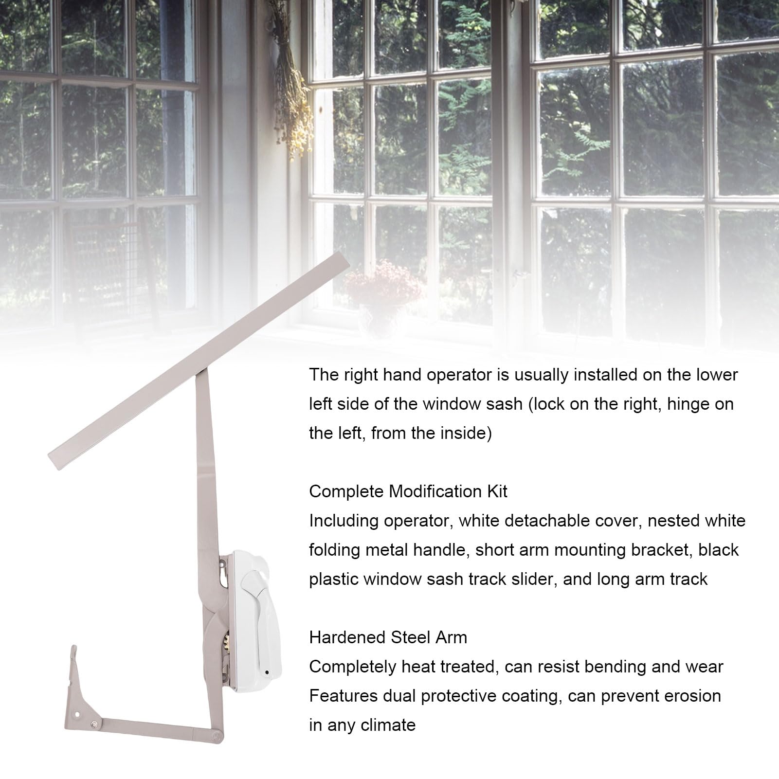 Ejoyous Operador de Ventana Abatible para Mano Derecha, Kit de Manivela de Repuesto de Aleación de Zinc Duradero para Ventanas Maxim 50.00 y Grande, Ideal para Propietarios de Viviendas