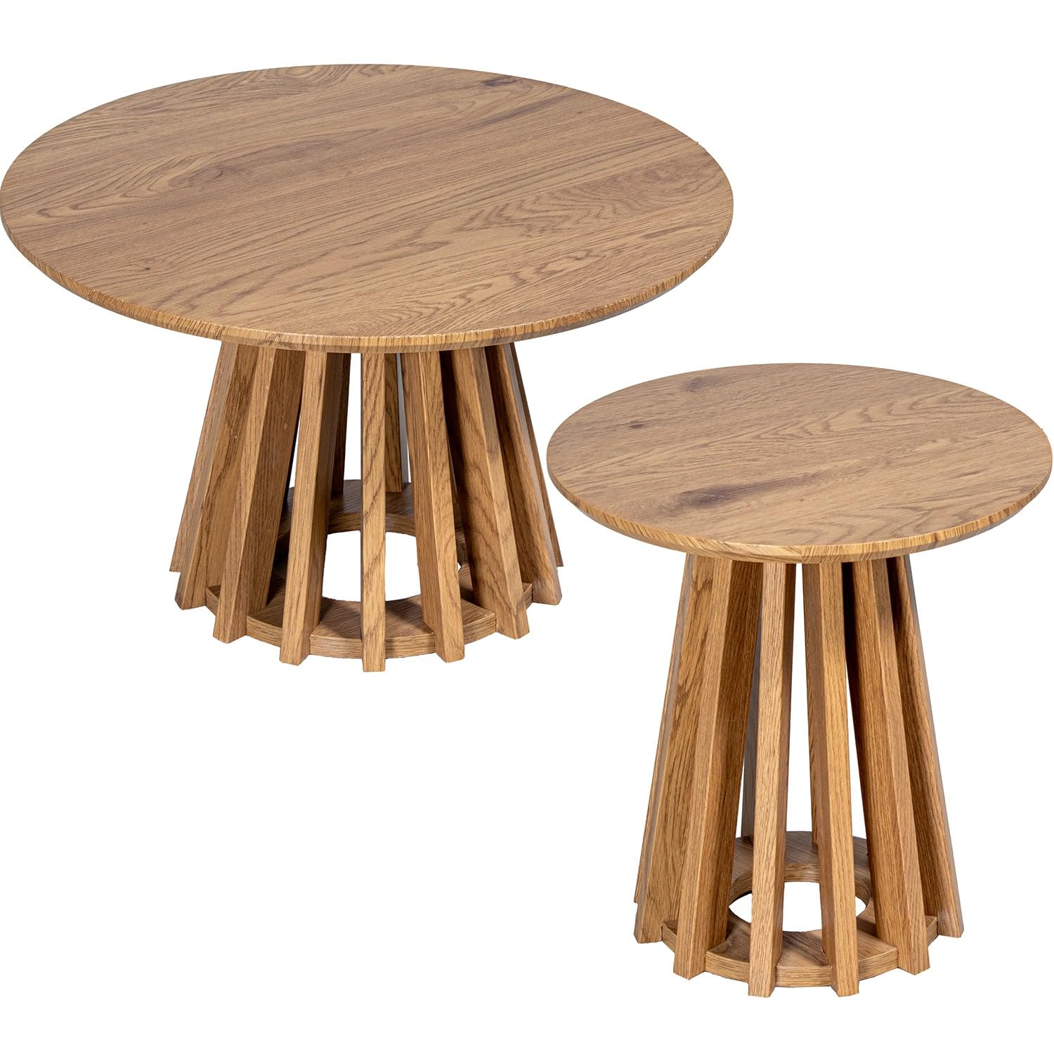 Table basse ronde bois MDF chêne facile à nettoyer pour salon familial