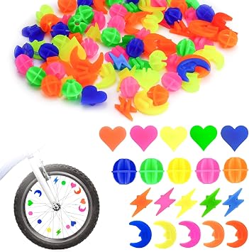 288 Pcs Bicycle Spoke Beads Colorful Bike Spoke Decorations Assorted Color Bike Wheel Spokes Bead Plastic Clip Bead for Bike Accessories Wheel Decorations