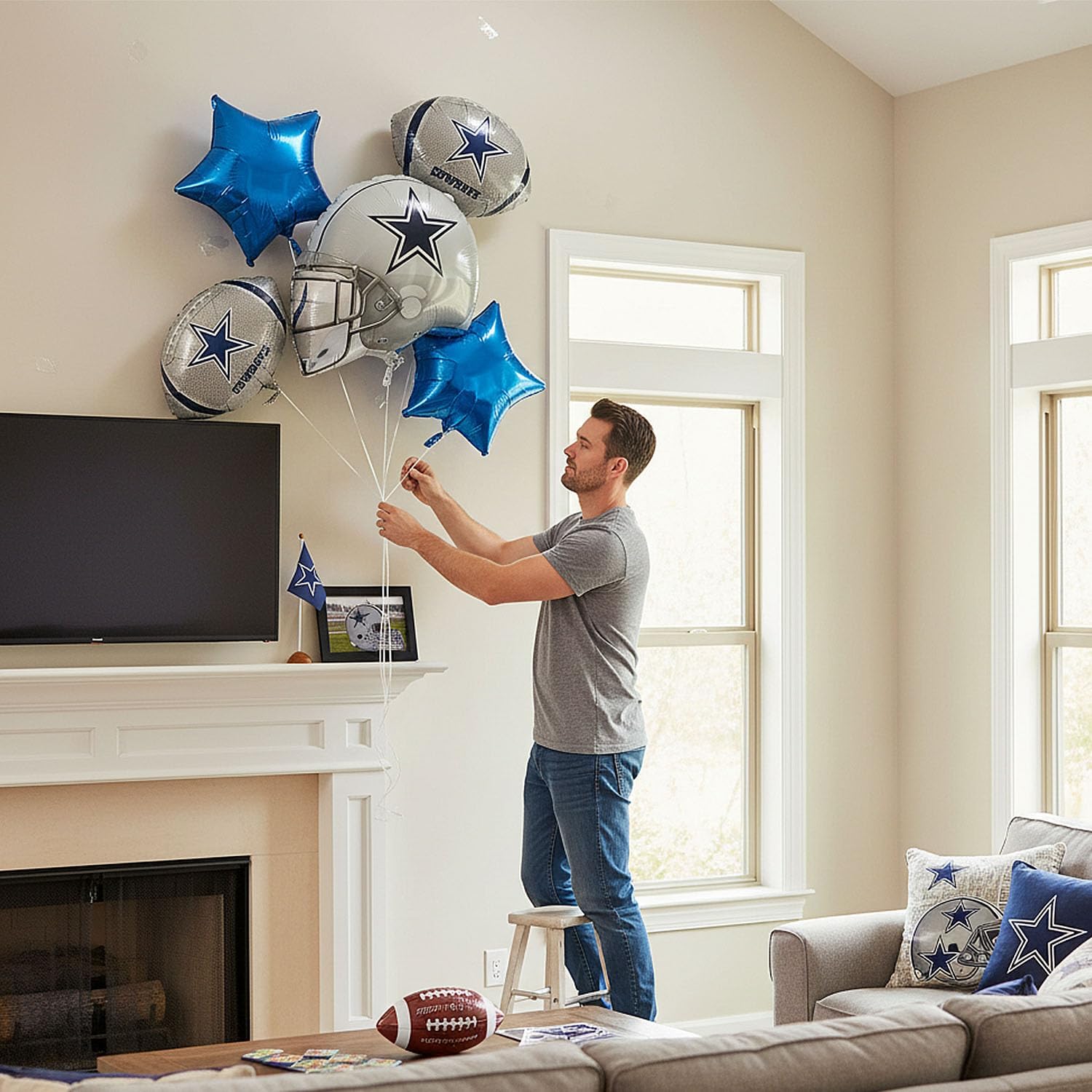 Dallas Cowboys Mylar Balloon Set – 5-Piece NFL Football Foil Balloons for Game Day, Tailgates, Birthdays & Sports Parties