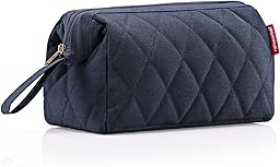 reisenthel travelcosmetic – strong, sturdy and practical travel cosmetic bag, carrying strap, water-repellent material, colour: rhombus midnight gold