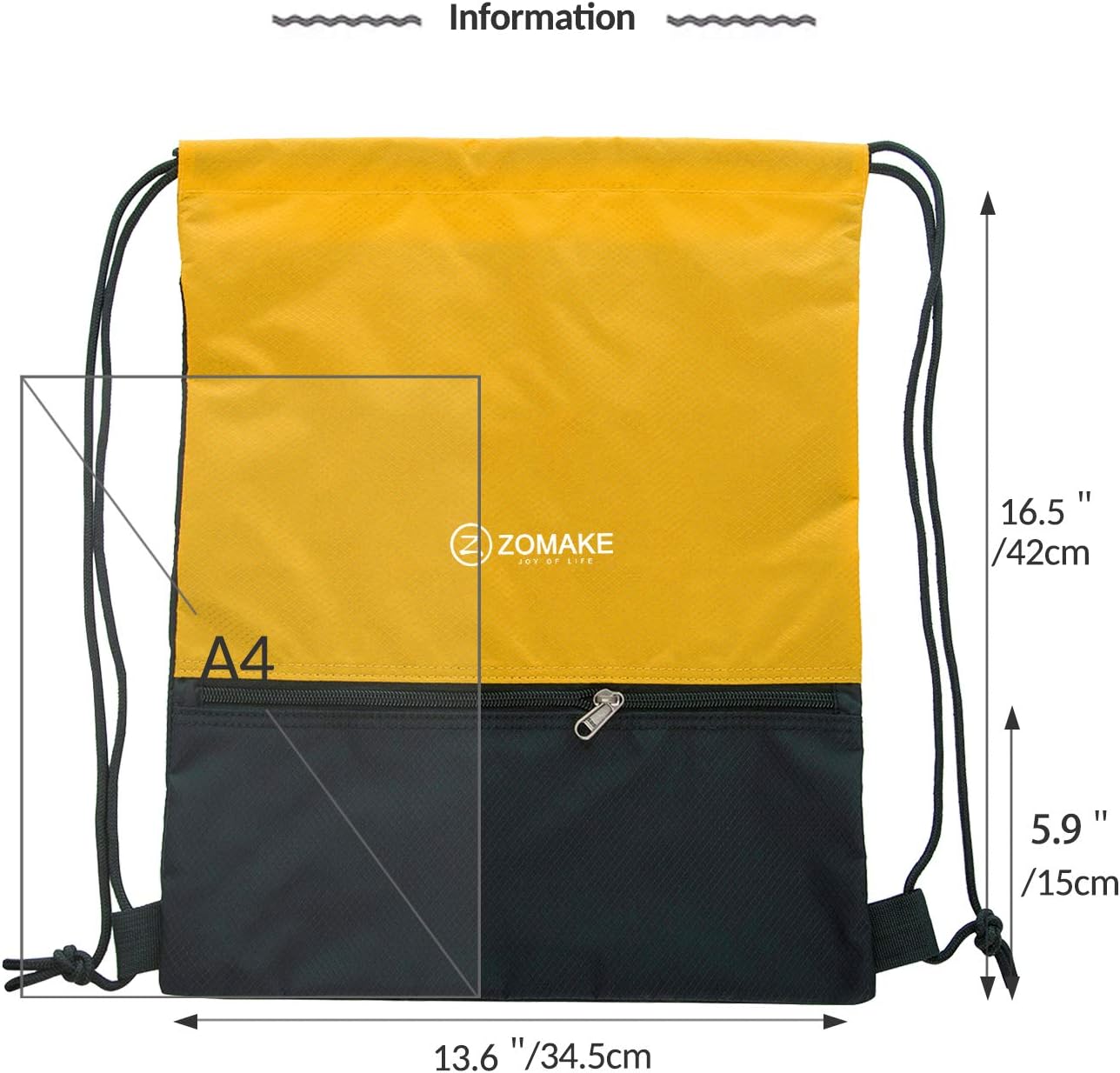 ZOMAKE Drawstring Backpack Gym Sackpack Water Resistant Cinch Sack Bag for Men Women