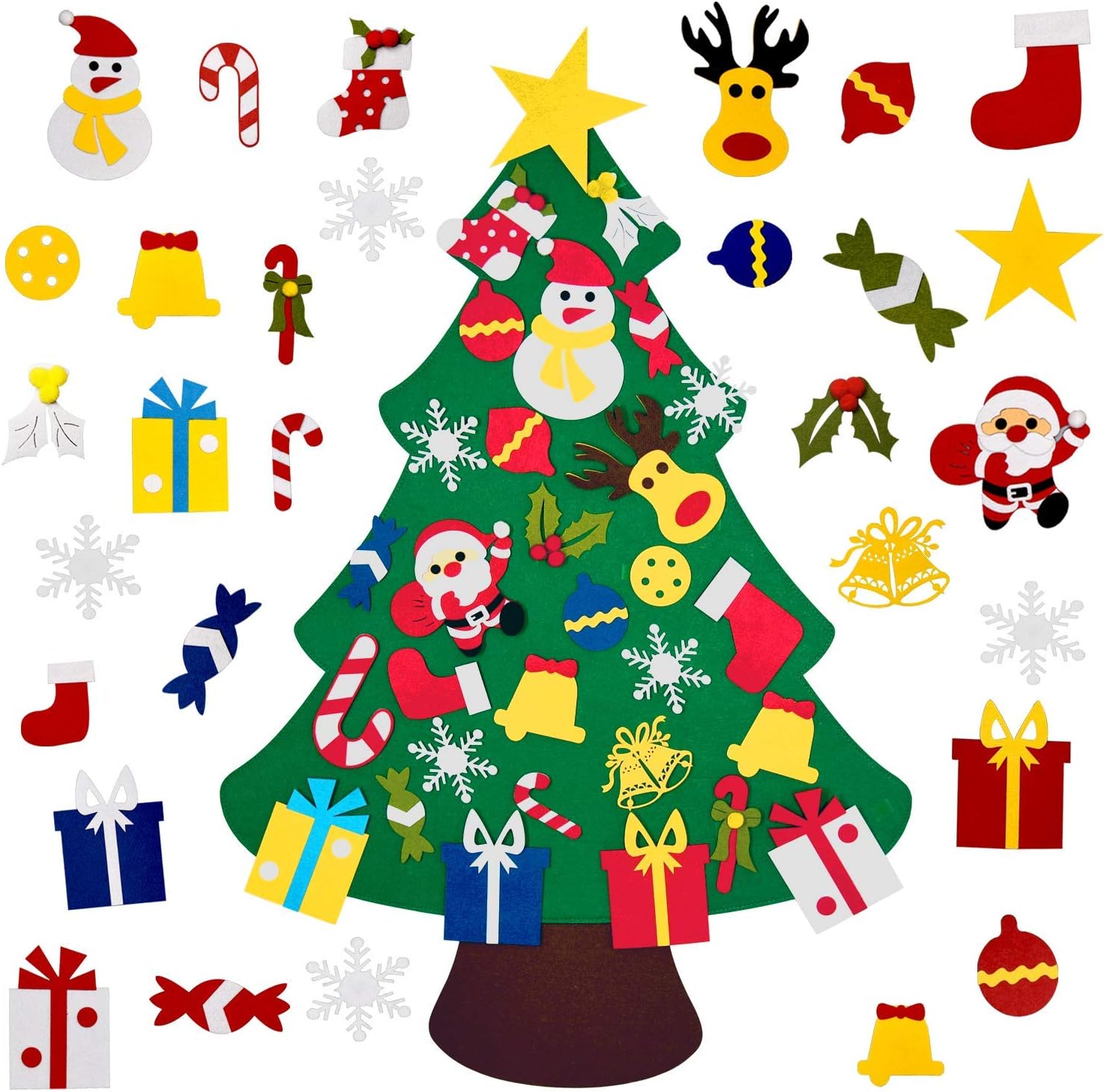 Fayoo DIY Felt Christmas Tree for Toddlers, Montessori Xmas Gift for Kids Wall Hanging Decorations Educational Art with 30pcs Ornaments