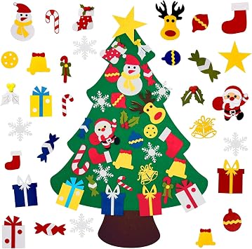Fayoo DIY Felt Christmas Tree for Toddlers, Montessori Xmas Gift for Kids Wall Hanging Decorations Educational Art with 30pcs Ornaments