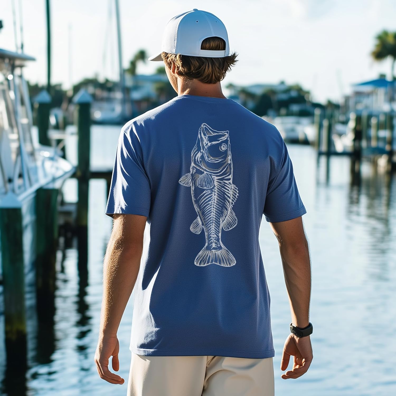 Palmyth Men's Fishing Shirt Short Sleeve T-Shirt Sun Protection UV UPF 50+ Tee - Image 2