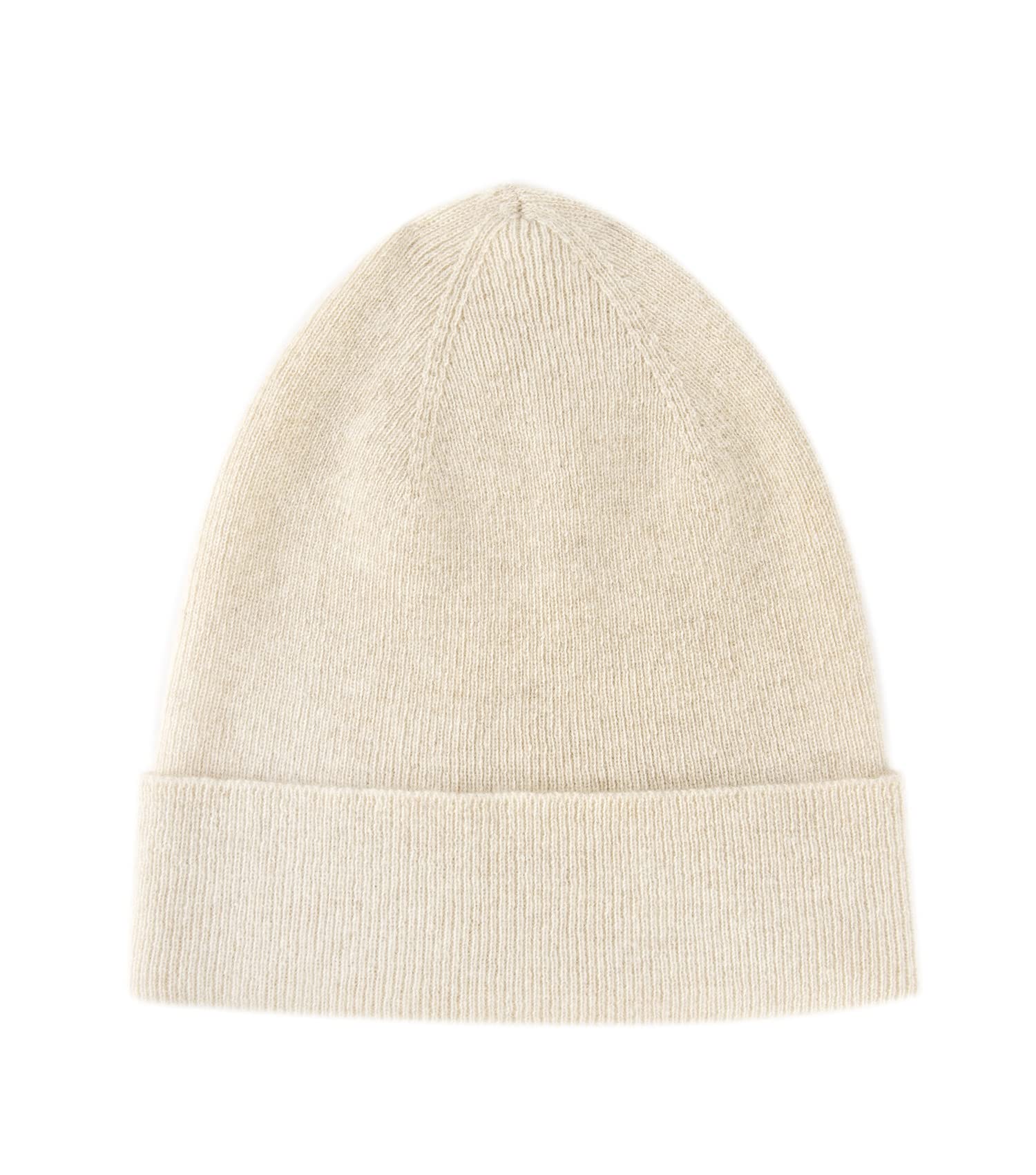 Unisex 100% Pure Cashmere Beanie, Ribbed Cuffed Hat Warm Soft with Gift Box for Women and Men (Cream White)