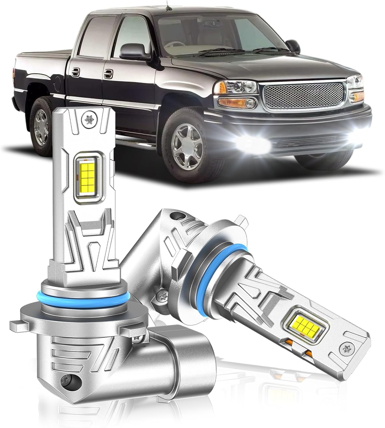 Fit for GMC 2003-2006 Sierra 1500 2500 3500 Fog Light Bulb, 18000 Lumens 6000K White Fog Lights, 600% Upgraded Brightness, 60000+ Hours Lifespan, Plug and Play, Pack of 2