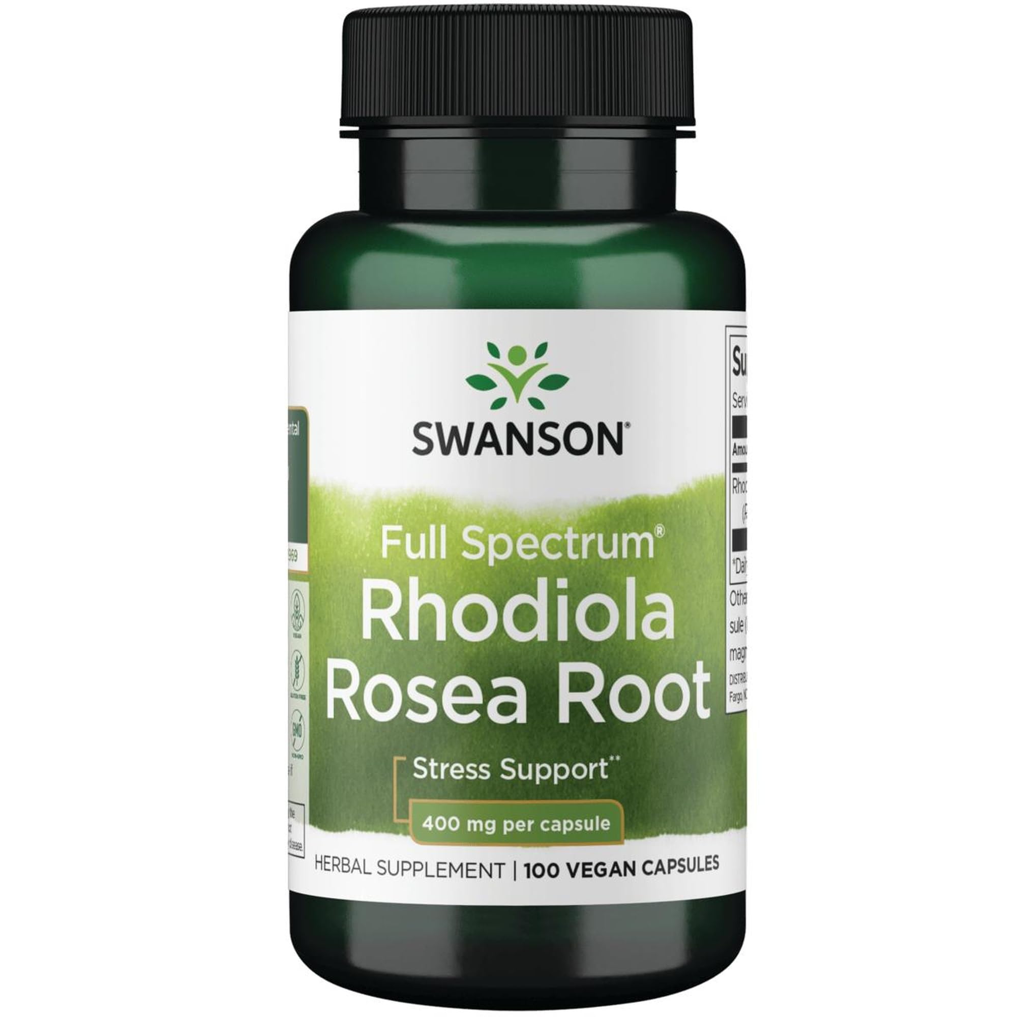 Swanson Rhodiola Rosea Root - Adaptogenic Herb Supplement Promoting Balance & Stress Support - Natural Formula for Energy Support - (100 Capsules, 400mg Each)