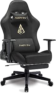Andyou Gaming Stuhl Mit Fußstütze - Ergonomischer Bürostuhl In Wildlederoptik, Bis 200kg Belastbar